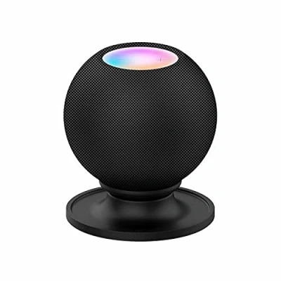 Abbildung von Colorful Mini Silikon Ständer für HomePod Mini, Halbkreisförmiges Design Halterung solide und langlebig Bracket mit Anti Rutsch Basis kompatibel Lautsprecher (Schwarz)