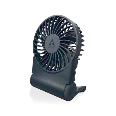Abbildung von ARCTIC Summair 2Go Wiederaufladbarer Handventilator mit Standfuß, stufenlos regelbar, 4 77h Laufzeit, USB C Anschluss (inkl. A Kabel) Blau