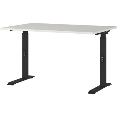Abbildung von Germania Schreibtisch 7910 581, in Lichtgrau/Schwarz, me. höheneinst., 120 x 91 80 cm (BxHxT)
