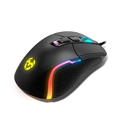 Abbildung von KORM Gaming Kick NXKROMKICK RGB Rainbow Maus, PixArt 3327 Optischer Sensor bis zu 12000 DPI, 6 DPI Stufen (800 6200), erweiterte Software, Schwarz