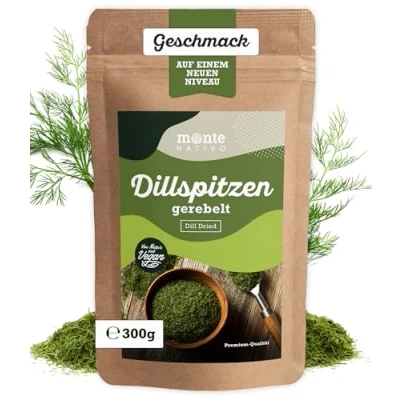 Abbildung von Dillspitzen Monte Nativo (300g) Dill getrocknet und gerebelt perfekt zum Kochen in Premium Qualität Schonend getrocknete Gewürze