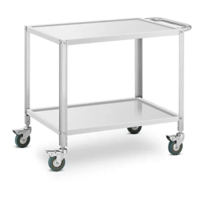 Abbildung von Royal Catering RCGW 12 Servierwagen 2 Borde 80 x 57 3,5 cm 100 kg 53 Abstand Küchenwagen Edelstahl Küchenrollwagen Rollwagen Küche