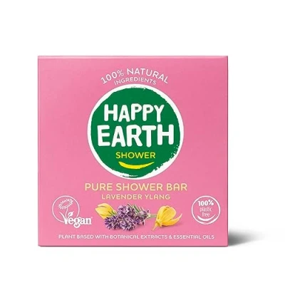 Abbildung von Happy Earth Duschseife Lavendel Ylang 90g vegan plastikfrei