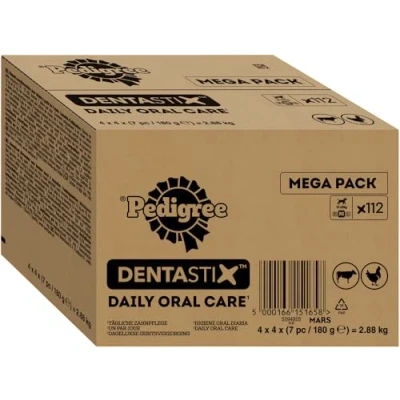 Abbildung von PEDIGREE DentaStix Zahnpflegesnack 112 Stück für mittelgroße Hunde (1025kg) Hundeleckerli mit Huhn &amp; Rindgeschmack jeden Tag, Zahnpflege Hund gesunde Zähne 1 Großpackung