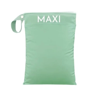 Abbildung von Nasstasche für Kita Wechselwäsche, Wasserdicht, Waschbar, mit Reißverschluss, Personalisierbar, Name, Kindergarten, Strand, Sport (Laurel Green)