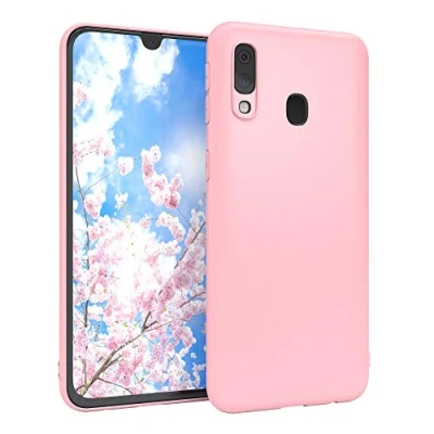 Abbildung von EAZY CASE Handyhülle Silikon mit Kameraschutz kompatibel Samsung Galaxy A40 in Rosa, Ultra dünn, Slimcover, Silikonhülle, Hülle, Softcase, Backcover