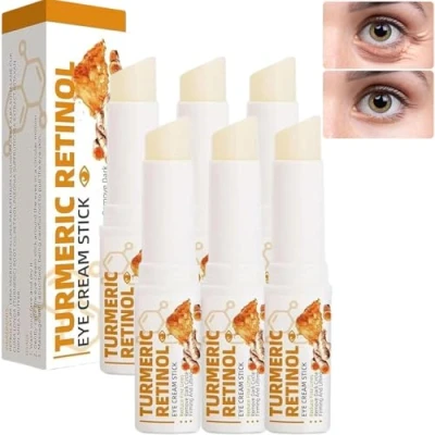 Abbildung von Kurkuma Retinol Augencreme Stick, Stick für Tränensäcke, Balsam unter den Augen, Creme Augen bei Schwellungen und Tränensäcken, aufhellender Augenbalsam (6Stück)