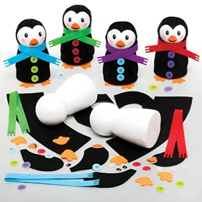 Abbildung von Baker Ross FE850 Pinguin Bastelset für Kinder, 4 Stück, Weihnachtsdekorationen zum Selbermachen, Dekorieren und Präsentieren, festliche Kunst Bastelaktivitäten