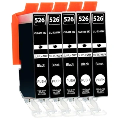 Abbildung von Supply Guy 5 Druckerpatronen mit Chip kompatibel Canon CLI 526 Schwarz für IP4850 IP4950 IX6550 MG5150 MG5250 MG5340 MG5350 MG6150 MG6250 MG8150 MG8240 MG8250 MX715 MX885 MX895