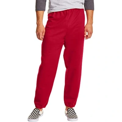 Abbildung von Hanes Herren EcoSmart Sweatpants ohne Taschen, 2 Stück Hose, Tiefrot 1er Pack, Mittel