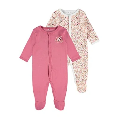 Abbildung von Name it Nbfnightsuit Rose Flower 2 PACK Strampler für Kinder, Größe: 98, wine