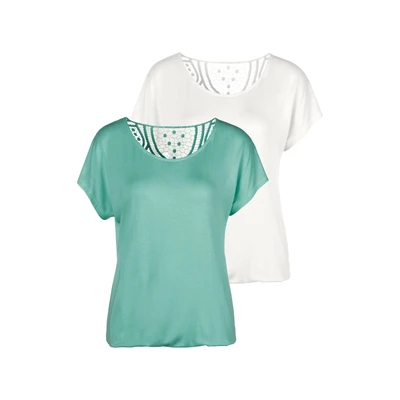 Abbildung von Lascana 2 PACK Bluse, Damen, Größe: 32/34, Mint + creme