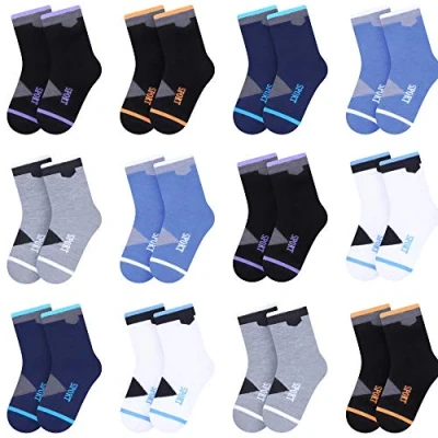 Abbildung von L&amp;K II 12er Kinder Jungen Socken aus Baumwolle Kleinkind niedliche Muster Kids Sneakersocken bunt 2840 35/38