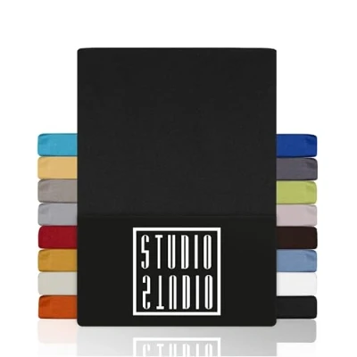 Abbildung von STUDIO Spannbettlaken Basic, viele Größen, 100% Baumwolle, OEKO TEX 100, Jersey, Gummizug: rundum, (1 Stück), 90x200 cm Bettlaken Spannbetttuch bis 25 Höhe Anthrazit