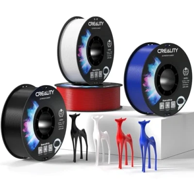 Abbildung von Creality Official PETG Filament Schwarz+Weiß+Rot+Blau, 3D Drucker 1.75mm 4Kg, No Tangling, starke Bindung und Überhang Leistung Maßgenauigkeit +/ 0.03mm