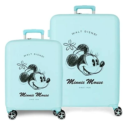 Abbildung von Disney Minnie You are Magic Kofferset Blau 55/70 cm Starres ABS Integrierter TSA Verschluss 88L 6,8 kg 4 Doppelrollen Handgepäck