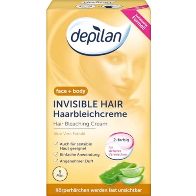 Abbildung von Depilan Haarcreme Bleichcreme für Körper und Gesichtshaare, 1 Packung je 2x 50ml, mit beruhigendem Aloe Vera Extrakt