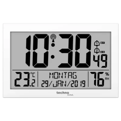 Abbildung von Technoline WS 8016 Moderne, Digitale Funk Wand Uhr mit Temperaturanzeige, Kuststoff, weiß, 225 x 143 24 mm WS8016WEISS