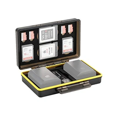 Abbildung von Speicherkarten Tasche für 2 SD Karte + 4 Micro XQD Slots Canon LP E6 E8 E12 E17 NB 13L Sony NP FZ100 FW50 BX1 Fujifilm W126 W126S 95 Nikon EN EL15 EL14 Akku
