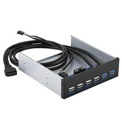 Abbildung von ASHATA USB 3.0 Super Speed Front Panel,Multifunktion Metall Frontplatte Hub mit 4 2.0+2 3.0,6 Schnittstellen Adapter 9Pin 19Pin Kabel für PC Computer