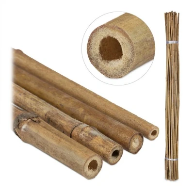 Abbildung von Relaxdays Bambusstäbe Set, 40 Stück, H x D: 150 1,7 cm, Rankhilfe für Pflanzen, Basteln, unbehandelter Bambus, Natur