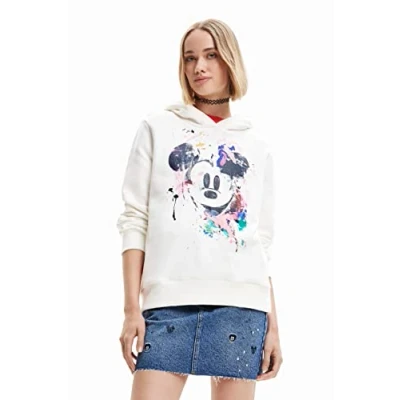 Abbildung von Desigual Women&#039;s Sweat_Mickey 1001 Sweatshirt, White, XL