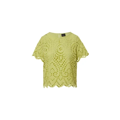 Abbildung von s.Oliver Black Label VERKÜRZTE AUS Lochstickerei Bluse, Damen, Größe: 42, Kiwigrün