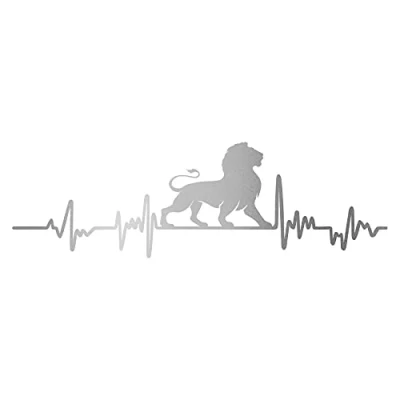 Abbildung von Finest Folia Aufkleber Herzschlag Tiere Breite 27cm Lifeline Heartbeat Deko Sticker Selbstklebend für Auto Kühlschrank Laptop Autoaufkleber K150 (Silber, 19 Löwe)