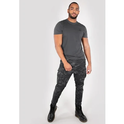 Abbildung von Alpha Industries Small LOGO Tshirt print greyblack, Herren, Größe: XL, Greyblack