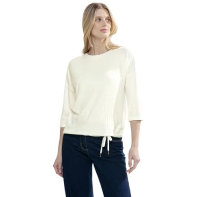 Abbildung von Cecil Struktur MIX Langarmshirt, Damen, Größe: Medium, Weiß