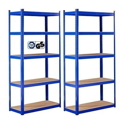 Abbildung von Arebos Schwerlastregal 2er Set 180x90x40 cm 875kg Tragkraft 5 MDF Platten Einfache Montage durch Stecksystem Regal Lagerregal Kellerregal Steckregal Werkstattregal Blau