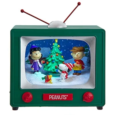 Abbildung von Peanuts Kurt Adler 15,2 cm batteriebetriebener Outdoor Szene, Musik TV Tisch