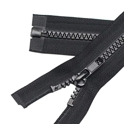 Abbildung von YaHoGa 2 Stück 45 cm Reißverschluss Kunststoff 5mm teilbar Reissverschluss für Jacken Schwarz (45 cm)