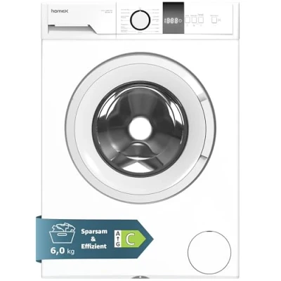 Abbildung von homeX Waschmaschine WF612C W, 6 kg, 1200 U/min, Frontlader, Inverter Motor, Schontrommel, Leise &amp; Effizient, 6kg, weiß
