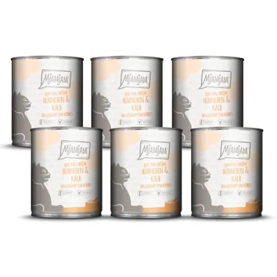 Abbildung von MjAMjAM Premium Nassfutter für Katzen DUO von zartem Hühnchen &amp; Kalb an gedämpftem Kürbis, 6er Pack (6 x 800g), getreidefrei mit extra viel Fleisch