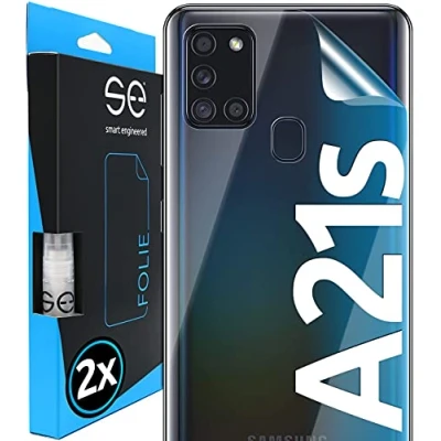 Abbildung von 2x se® 3D SCHUTZFOLIE Rückseite Transparent für Samsung Galaxy A21s ,Selbstheilend, Backcover, einfache blasenfreie Installation, Ultra Klar,Schutz vor Schmutz, Stoß Kratzfest, aus Deutschland