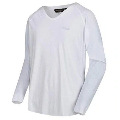 Abbildung von Regatta Kiro Coolweave Herren T Shirts, langärmelig, V Ausschnitt, Jersey, langärmelig XL weiß