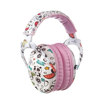 Abbildung von PROTEAR SNR 28dB Kinder Gehörschutz Hörschutz mit Tragbare Tasche, Verstellbare Bequeme Lärmschutz Kopfhörer für Schule,Sportspiel,Konzert Festival(Pink,Panda)