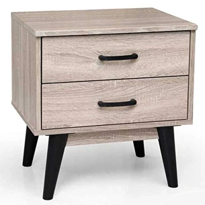 Abbildung von BAKAJI Schlafzimmer Nachttisch mit 2 Schubladen, modernes Design aus Eichenholz, Holzwerkstoff Eiche Holz, Medium
