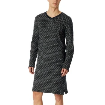 Abbildung von Schiesser Fine Interlock Men Longsleeve Nightdress Dunkelblau Baumwolle 56 Herren