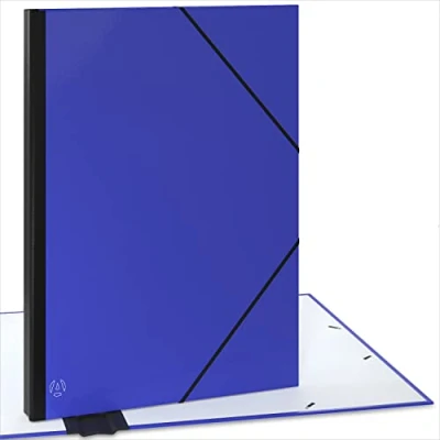 Abbildung von ACROPAQ Sammelmappe A2 Zeichenmappe 52 x 72 cm, mit Gummizugverschluß, erweiterbarem Rücken für mehr Platz Blau
