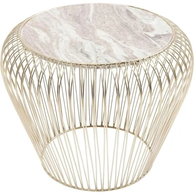 Abbildung von Kare Design Beistelltisch Beam, Grau/Brass, Beistelltisch, Stahlgestell, Marmor Tischplatte, Wohnzimmer, Sofatisch, 35x43x43 cm (H/B/T)