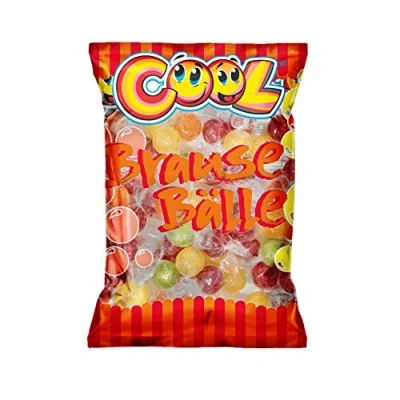 Abbildung von Cool Brausebälle, prickelnder Geschmack, 240 einzeln gewickelte Hartkaramellen mit Fruchtgeschmack und Brausepulverfüllung, 1er Pack (1 x 1000 g)