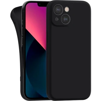 Abbildung von MyGadget Hülle Kompatibel mit iPhone 13 robuste Silikon Schutzhülle TPU Case Slim Silikonhülle Back Cover Kratzfest Handyhülle Matt Schwarz