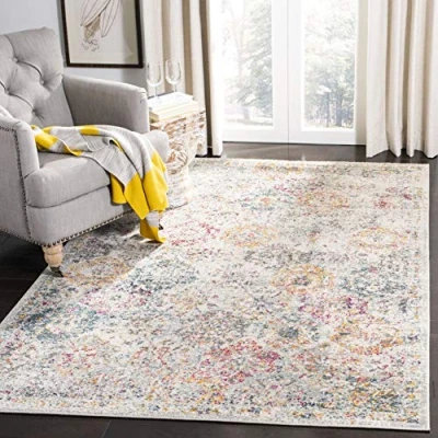 Abbildung von SAFAVIEH Distressed Teppich für Wohnzimmer, Esszimmer, Schlafzimmer Madison Collection, Kurzer Flor, Grau und Gold, 122 X 183 cm