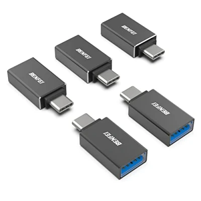 Abbildung von BENFEI USB C auf 3.0 Adapter, 5 Stück OTG Typ Adapter [Thunderbolt 3/4] to 3.1/3.0/2.0, Kompatibel mit iPhone 15 Pro/Max MacBook Pro/Air 2023 iPad Pro iMac S23 XPS 17 usw, Schwarz