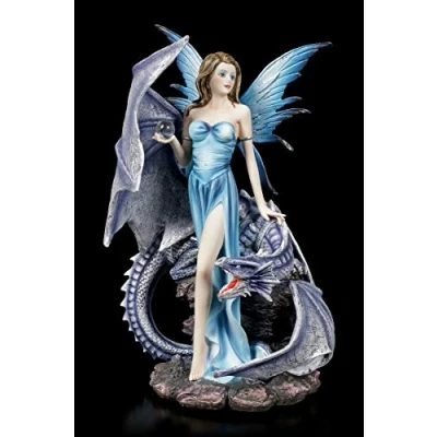 Abbildung von Fantasy Elfen Figur Sidera mit Drachen Deko Figur, handbemalt