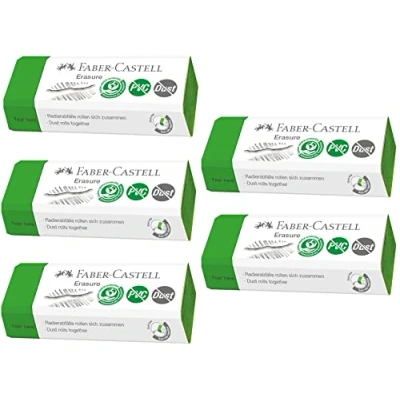 Abbildung von FABER CASTELL 187250 Radiergummi Erasure, PVC frei, Dust free, grün, 5 Stück