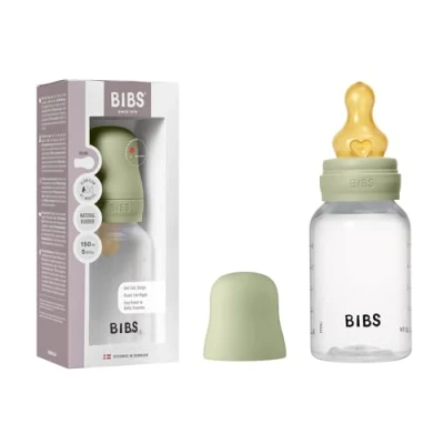 Abbildung von BIBS Babyflasche 150 ml. Sauger aus Naturkautschuk Babyflaschenset. Anti Kolik. BPA freiAnti Langsamem Fluss. leicht und einfach zu reinigen. geeignet für Neugeborene ab 0 Jahren Sage