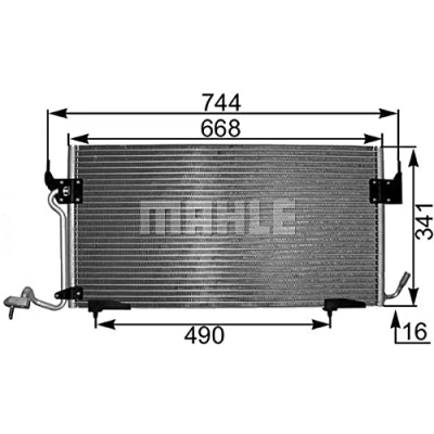 Abbildung von MAHLE ORIGINAL AC 342 000S Klimakondensator ohne Trockner 668mm CITROËN: Berlingo / First I, Xsara Kombi, PEUGEOT: Partner I Combispace